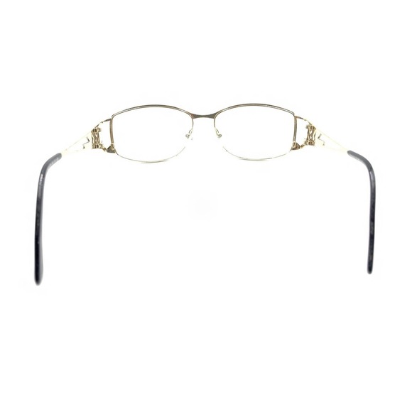 St. Moritz Erika Black Gold Rectangle Eyeglasses Frames 54-15 135 Designer - Picture 5 of 12